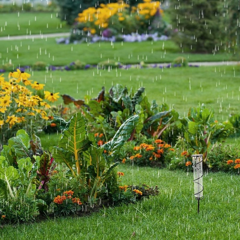 مقياس المطر الحلزوني الخارجي بحامل حديدي وأنبوب شفاف لقياس هطول الأمطار في حديقة العشب - Image 4